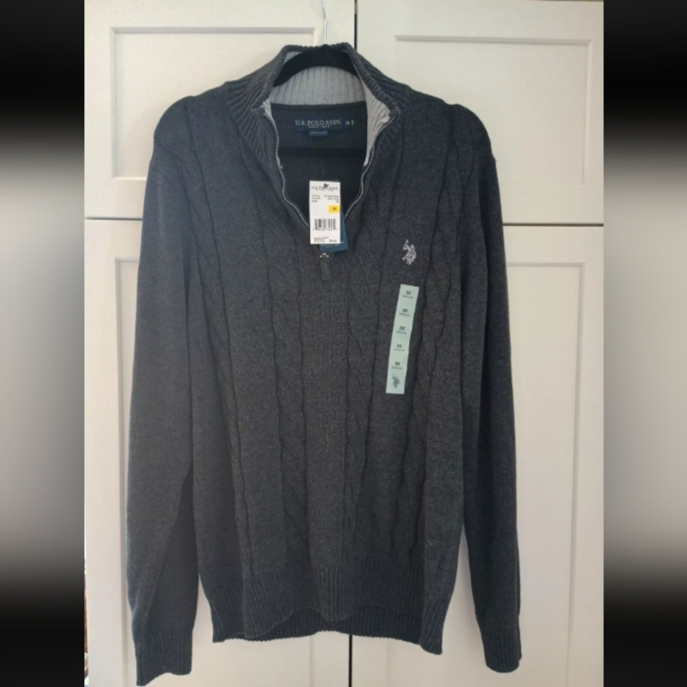 Polo Ralph Lauren Sweater Size M Men's 1/4 Zip Gray Long Sleeve NWT